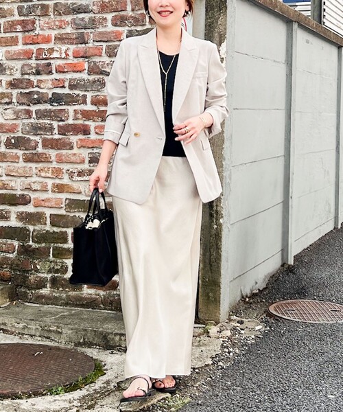 NOLLEY’S Sophi（ノーリーズソフィ）の「《セットアップ対応》ウォッシャブルライトドライシャンブレージャケット（テーラードジャケット・レディース・ライトグレー/サックスブルー/ネイビー・34/36/38）」の4枚目の写真