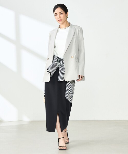 NOLLEY’S Sophi（ノーリーズソフィ）の「《セットアップ対応》ウォッシャブルライトドライシャンブレージャケット（テーラードジャケット・レディース・ライトグレー/サックスブルー/ネイビー・34/36/38）」の7枚目の写真