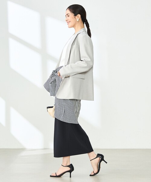 NOLLEY’S Sophi（ノーリーズソフィ）の「《セットアップ対応》ウォッシャブルライトドライシャンブレージャケット（テーラードジャケット・レディース・ライトグレー/サックスブルー/ネイビー・34/36/38）」の8枚目の写真