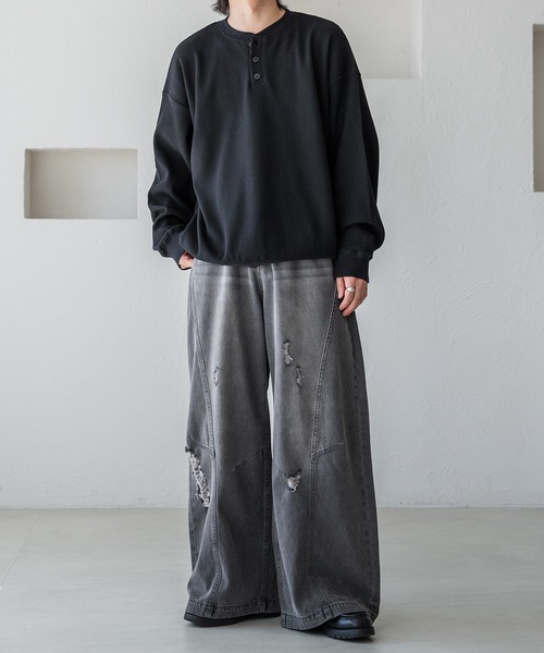 epnok（エプノック）の「ワッフルヘンリーネックTee（Tシャツ/カットソー・メンズ・グレー/ブラック・SMALL/MEDIUM/LARGE）」の20枚目の写真