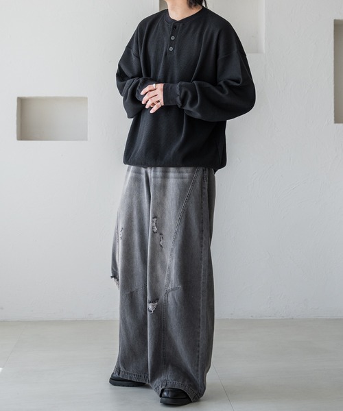 epnok（エプノック）の「ワッフルヘンリーネックTee（Tシャツ/カットソー・メンズ・グレー/ブラック・SMALL/MEDIUM/LARGE）」の21枚目の写真