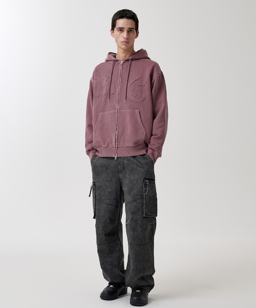 ハマさん専用美品ROTOL GITD SWEATSHIRT BLACKサイズ3 mahagrid/マハグリッド』BIG GOTHIC CUT-OFF PIGMENT ZIPUP HD/ビッグ