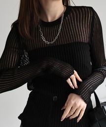 CREARE -LINO- | <レディース商品>リブシアーストライププルオーバー(Tシャツ/カットソー)