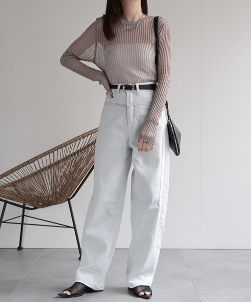 CREARE -LINO-（クレアーレリノ）の「<レディース商品>リブシアーストライププルオーバー（Tシャツ/カットソー・レディース・オレンジ/ホワイト/ブラック/グレー/ピンク・FREE）」の15枚目の写真