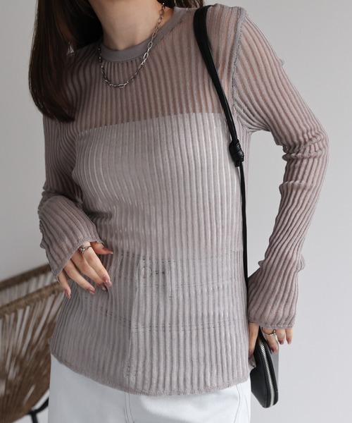 CREARE -LINO-（クレアーレリノ）の「<レディース商品>リブシアーストライププルオーバー（Tシャツ/カットソー・レディース・オレンジ/ホワイト/ブラック/グレー/ピンク・FREE）」の14枚目の写真