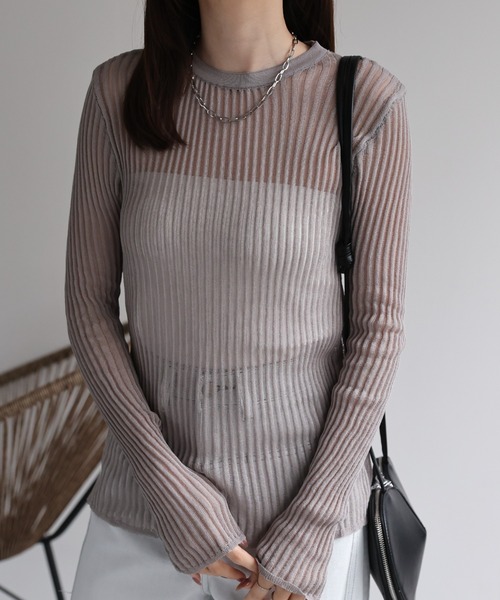 CREARE -LINO-（クレアーレリノ）の「<レディース商品>リブシアーストライププルオーバー（Tシャツ/カットソー・レディース・オレンジ/ホワイト/ブラック/グレー/ピンク・FREE）」の16枚目の写真