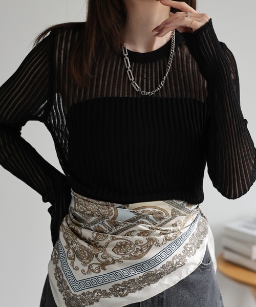 CREARE -LINO-（クレアーレリノ）の「<レディース商品>リブシアーストライププルオーバー（Tシャツ/カットソー・レディース・オレンジ/ホワイト/ブラック/グレー/ピンク・FREE）」の19枚目の写真