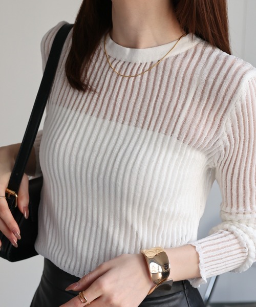CREARE -LINO-（クレアーレリノ）の「<レディース商品>リブシアーストライププルオーバー（Tシャツ/カットソー・レディース・オレンジ/ホワイト/ブラック/グレー/ピンク・FREE）」の21枚目の写真