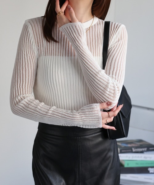 CREARE -LINO-（クレアーレリノ）の「<レディース商品>リブシアーストライププルオーバー（Tシャツ/カットソー・レディース・オレンジ/ホワイト/ブラック/グレー/ピンク・FREE）」の22枚目の写真