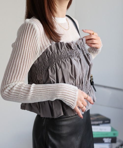 CREARE -LINO-（クレアーレリノ）の「<レディース商品>リブシアーストライププルオーバー（Tシャツ/カットソー・レディース・オレンジ/ホワイト/ブラック/グレー/ピンク・FREE）」の8枚目の写真