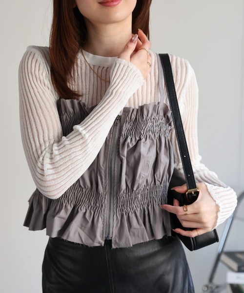 CREARE -LINO-（クレアーレリノ）の「<レディース商品>リブシアーストライププルオーバー（Tシャツ/カットソー・レディース・オレンジ/ホワイト/ブラック/グレー/ピンク・FREE）」の10枚目の写真