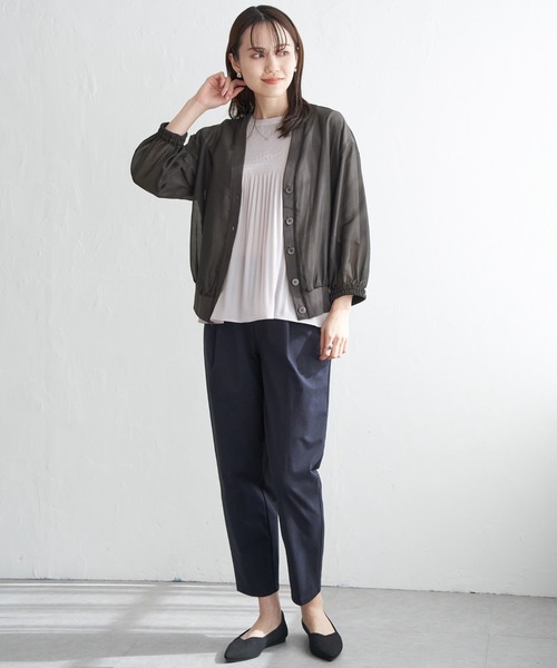 ikka（イッカ）の「【雑誌InRed6月号掲載】シアーカーデブルゾン（ブルゾン・レディース・ダークベージュ/チャコールグレー・M/L/S）」の9枚目の写真