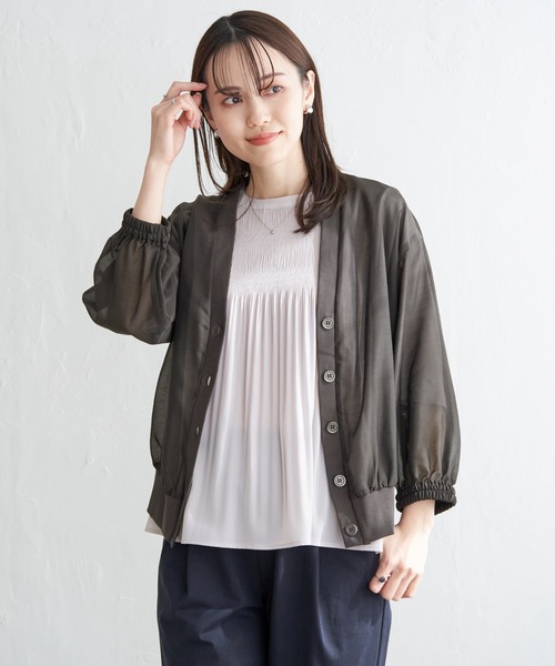 ikka（イッカ）の「【雑誌InRed6月号掲載】シアーカーデブルゾン（ブルゾン・レディース・ダークベージュ/チャコールグレー・M/L/S）」の10枚目の写真