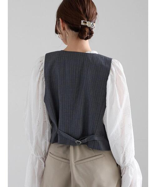 Te chichi(テチチ)の「【宮本茉由着用】ストライプショートベスト《2025spring catalog item》(シャツ/ブラウス・レディース・ネイビー/グレー・F)」の9枚目の写真