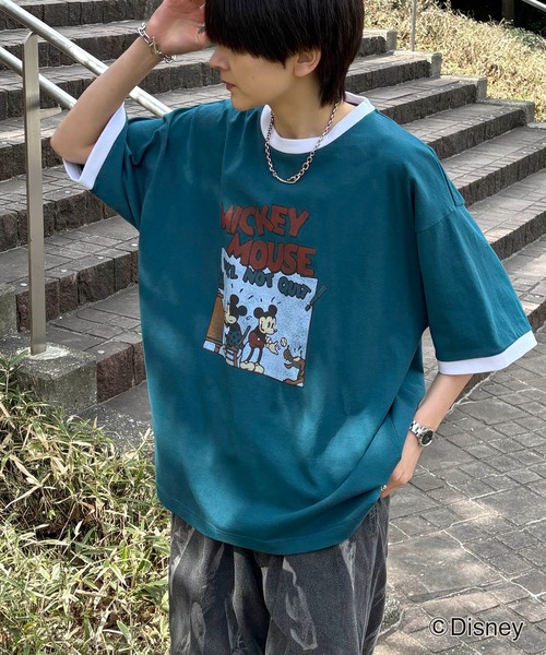 Disney(ディズニー)の「Disney ヴィンテージライクプリント ミッキー / ドナルド / グーフィー リンガー半袖Tシャツ メンズ レディース(Tシャツ/カットソー・メンズ・ブラック系その他2/ブラウン系その他/グリーン/ホワイト系その他4/ホワイト系その他3/ホワイト系その他2/パープル系その他3/ブルー系その他4/ホワイト/チャコールグレー/ネイビー系2/アイボリー系/グレー系/ブラック系その他4/ブラック系その他3・L/M)」の12枚目の写真