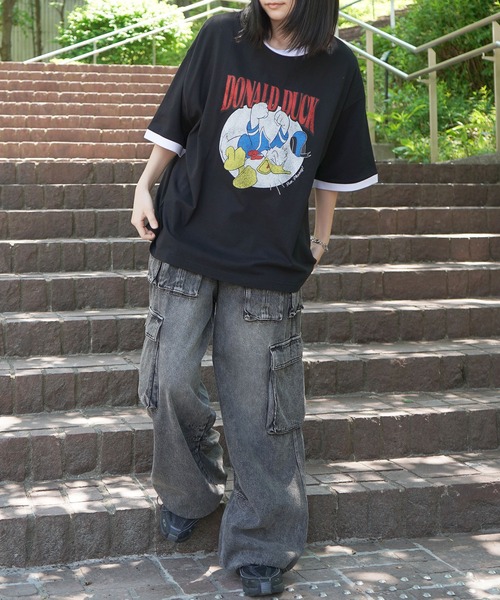 セール】25SS Disney ヴィンテージライクプリント ミッキー / ドナルド