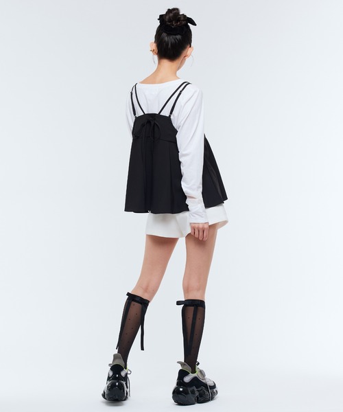 Narcissus(ナルシス)の「チュールブロッキングロングTシャツ(Tシャツ/カットソー・レディース・ミント/ホワイト/ブラック・FREE)」の6枚目の写真
