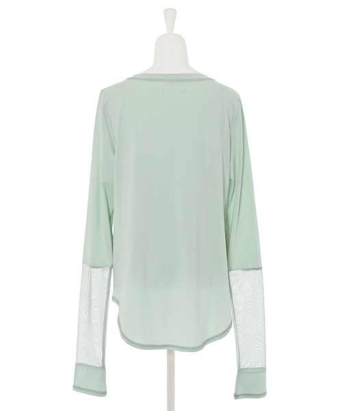 Narcissus(ナルシス)の「チュールブロッキングロングTシャツ(Tシャツ/カットソー・レディース・ミント/ホワイト/ブラック・FREE)」の17枚目の写真