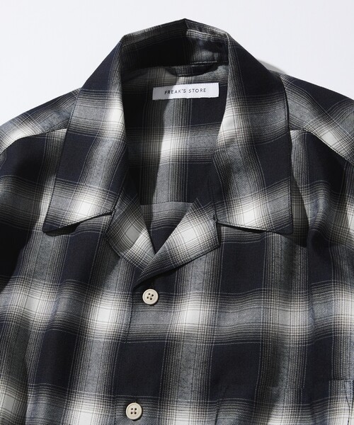 MLB（メジャーリーグベースボール）の「FREAK’S STORE/フリークスストア MLB ショートスリーブ チェックシャツ（シャツ/ブラウス・メンズ・ブラウン/ブラック/グレー・LARGE/MEDIUM）」の4枚目の写真