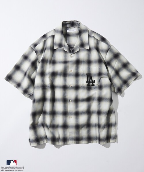 MLB（メジャーリーグベースボール）の「FREAK’S STORE/フリークスストア MLB ショートスリーブ チェックシャツ（シャツ/ブラウス・メンズ・ブラウン/ブラック/グレー・LARGE/MEDIUM）」の13枚目の写真