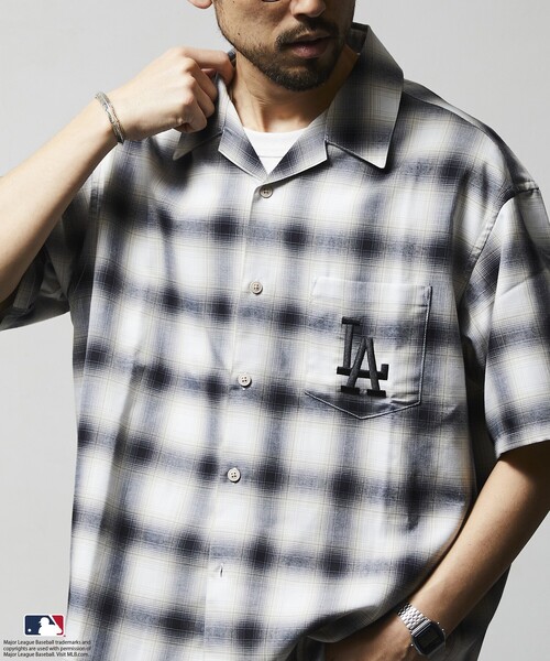 MLB（メジャーリーグベースボール）の「FREAK’S STORE/フリークスストア MLB ショートスリーブ チェックシャツ（シャツ/ブラウス・メンズ・ブラウン/ブラック/グレー・LARGE/MEDIUM）」の19枚目の写真