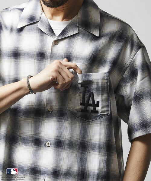 MLB（メジャーリーグベースボール）の「FREAK’S STORE/フリークスストア MLB ショートスリーブ チェックシャツ（シャツ/ブラウス・メンズ・ブラウン/ブラック/グレー・LARGE/MEDIUM）」の22枚目の写真
