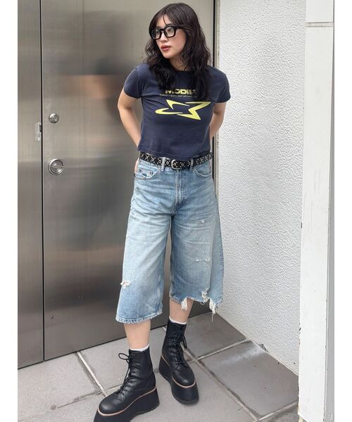 MURUA（ムルーア）の「シャープモチーフクロップドTシャツ（Tシャツ/カットソー・レディース・ホワイト/イエロー/ネイビー/ブラック/ブルー・FREE）」の16枚目の写真