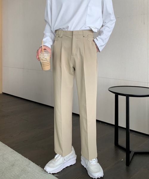 CERCA（チェルカ）の「【NOWLE】サイドベルト シングルタック セミワイド スラックス（スラックス・メンズ・ホワイト/ベージュ/ブラック・MEDIUM/SMALL/LARGE）」の3枚目の写真