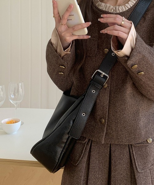Miniministore（ミニミニストア）の「ショルダーバッグ 斜めがけ 大容量バッグ（ショルダーバッグ・レディース・ブラウン/ブラック・FREE）」の7枚目の写真