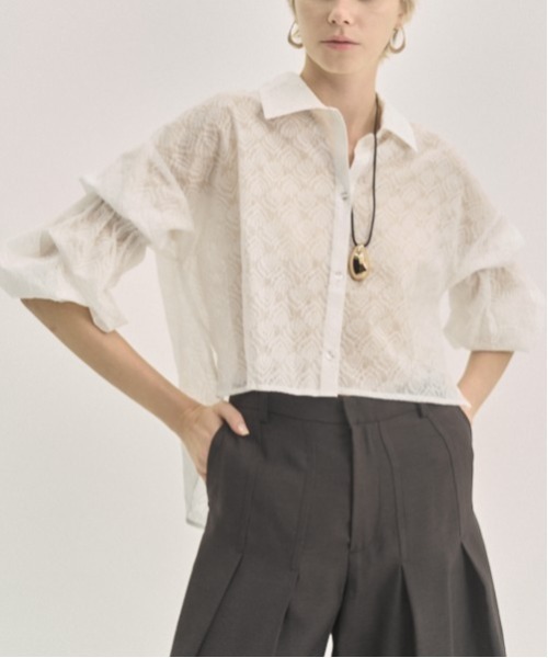 Muel Chic(ミュエルシック)の「Murray shirt マレーシャツ(シャツ/ブラウス・レディース・ラベンダー/ホワイト/ブラック・FREE)」の8枚目の写真