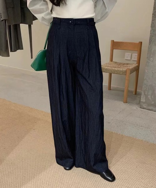 aimoha(アイモハ)の「ベルト付きワイドパンツ(スラックス・レディース・ブラック/ネイビー・SMALL/MEDIUM)」の6枚目の写真