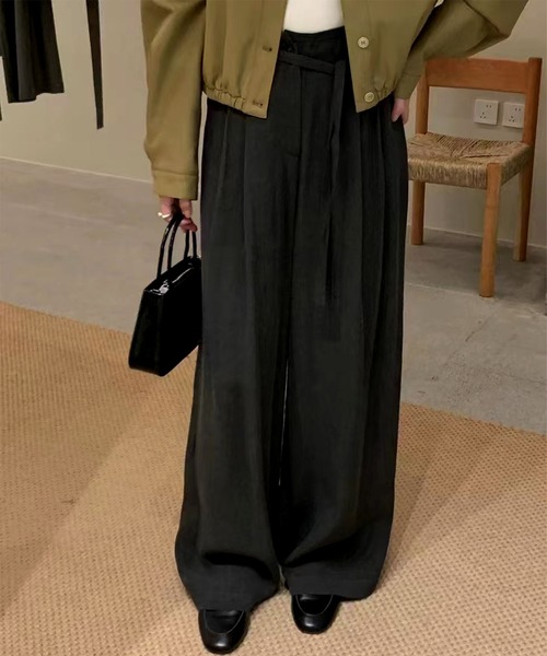 aimoha(アイモハ)の「ベルト付きワイドパンツ(スラックス・レディース・ブラック/ネイビー・SMALL/MEDIUM)」の5枚目の写真