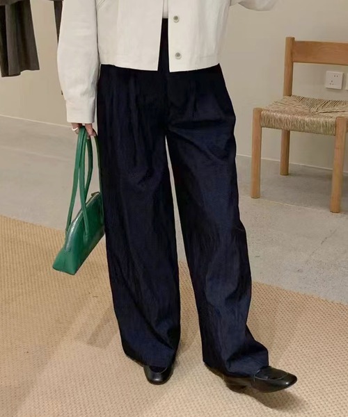 aimoha(アイモハ)の「ベルト付きワイドパンツ(スラックス・レディース・ブラック/ネイビー・SMALL/MEDIUM)」の7枚目の写真