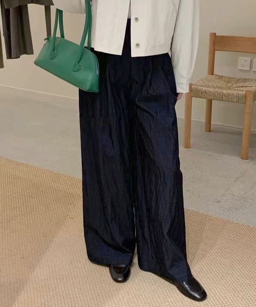 aimoha(アイモハ)の「ベルト付きワイドパンツ(スラックス・レディース・ブラック/ネイビー・SMALL/MEDIUM)」の8枚目の写真