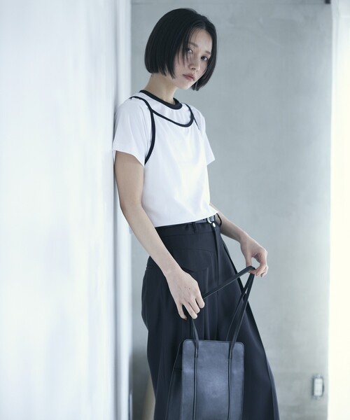 Firsthand(ファーストハンド)の「Firsthand/ファーストハンド オーガニックコットンリンガーデザインTシャツ / 2WAYレイヤードトップス(Tシャツ/カットソー・レディース・ホワイト/ブラウン/ブルー/ブラック・FREE)」の12枚目の写真