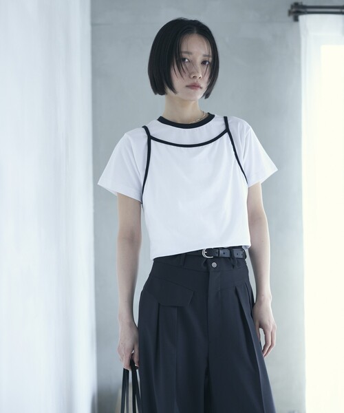 Firsthand(ファーストハンド)の「Firsthand/ファーストハンド オーガニックコットンリンガーデザインTシャツ / 2WAYレイヤードトップス(Tシャツ/カットソー・レディース・ホワイト/ブラウン/ブルー/ブラック・FREE)」の11枚目の写真