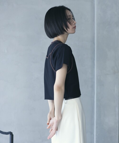 Firsthand(ファーストハンド)の「Firsthand/ファーストハンド オーガニックコットンリンガーデザインTシャツ / 2WAYレイヤードトップス(Tシャツ/カットソー・レディース・ホワイト/ブラウン/ブルー/ブラック・FREE)」の22枚目の写真