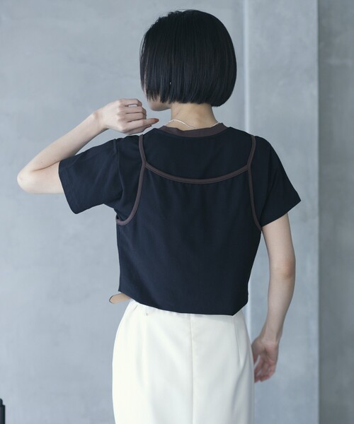 Firsthand(ファーストハンド)の「Firsthand/ファーストハンド オーガニックコットンリンガーデザインTシャツ / 2WAYレイヤードトップス(Tシャツ/カットソー・レディース・ホワイト/ブラウン/ブルー/ブラック・FREE)」の21枚目の写真