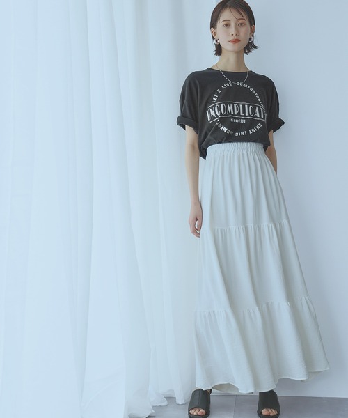 Ampirula(アンピルーラ)の「箔プリントオーバーサイズTシャツ(Tシャツ/カットソー・レディース・ホワイト/ブラック・FREE)」の10枚目の写真