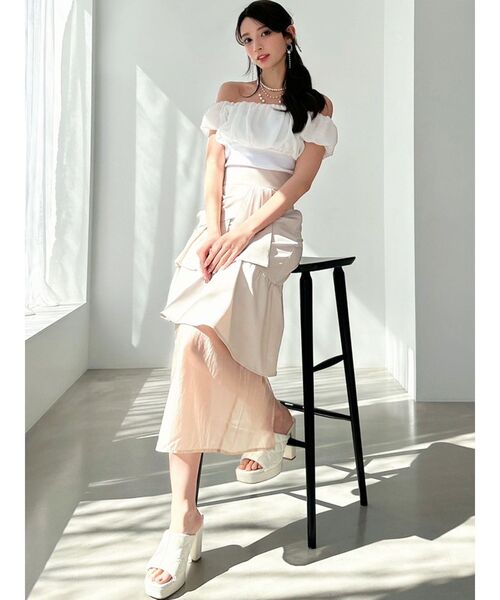 RESEXXY（リゼクシー）の「シアードッキングオフショルトップス（Tシャツ/カットソー・レディース・ホワイト/その他1/ブラック・FREE）」の10枚目の写真