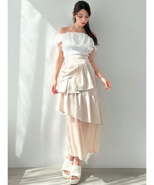 RESEXXY（リゼクシー）の「シアードッキングオフショルトップス（Tシャツ/カットソー・レディース・ホワイト/その他1/ブラック・FREE）」の12枚目の写真