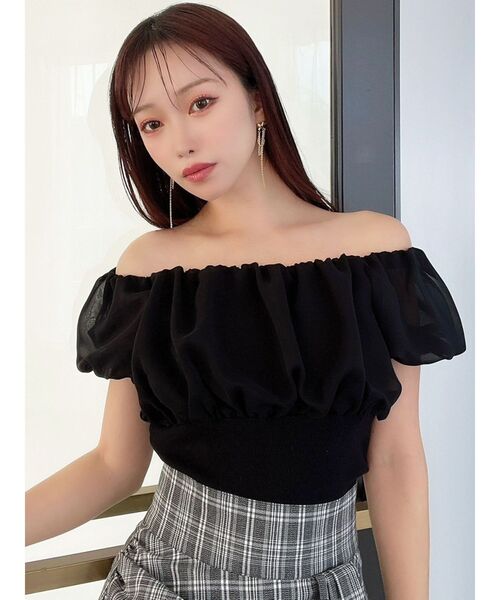 RESEXXY（リゼクシー）の「シアードッキングオフショルトップス（Tシャツ/カットソー・レディース・ホワイト/その他1/ブラック・FREE）」の13枚目の写真