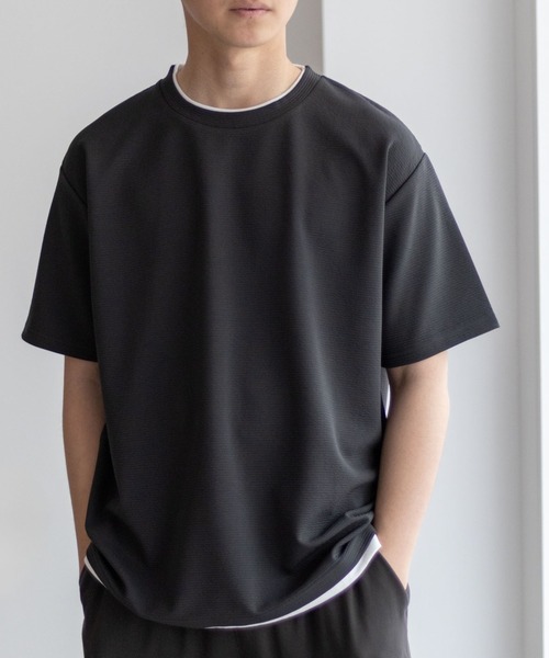 NAVY(ネイビー)の「NAVY【接触冷感】フェイクレイヤードTシャツ(Tシャツ/カットソー・メンズ・カーキ/ネイビー/ブルー/チャコールグレー/ベージュ・S/M/L/XL)」の2枚目の写真