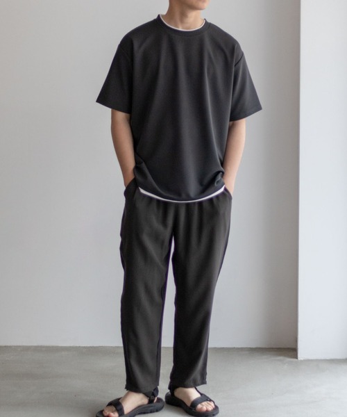 NAVY(ネイビー)の「NAVY【接触冷感】フェイクレイヤードTシャツ(Tシャツ/カットソー・メンズ・カーキ/ネイビー/ブルー/チャコールグレー/ベージュ・S/M/L/XL)」の6枚目の写真