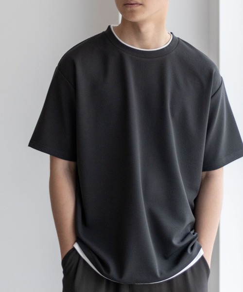 NAVY(ネイビー)の「NAVY【接触冷感】フェイクレイヤードTシャツ(Tシャツ/カットソー・メンズ・カーキ/ネイビー/ブルー/チャコールグレー/ベージュ・S/M/L/XL)」の7枚目の写真