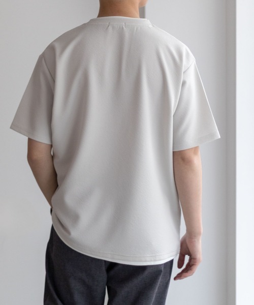 NAVY(ネイビー)の「NAVY【接触冷感】フェイクレイヤードTシャツ(Tシャツ/カットソー・メンズ・カーキ/ネイビー/ブルー/チャコールグレー/ベージュ・S/M/L/XL)」の13枚目の写真