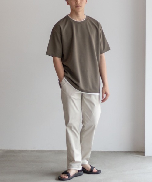 NAVY(ネイビー)の「NAVY【接触冷感】フェイクレイヤードTシャツ(Tシャツ/カットソー・メンズ・カーキ/ネイビー/ブルー/チャコールグレー/ベージュ・S/M/L/XL)」の14枚目の写真