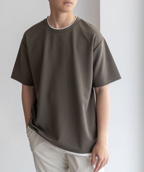 NAVY(ネイビー)の「NAVY【接触冷感】フェイクレイヤードTシャツ(Tシャツ/カットソー・メンズ・カーキ/ネイビー/ブルー/チャコールグレー/ベージュ・S/M/L/XL)」の15枚目の写真