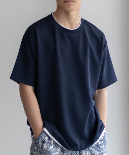 NAVY(ネイビー)の「NAVY【接触冷感】フェイクレイヤードTシャツ(Tシャツ/カットソー・メンズ・カーキ/ネイビー/ブルー/チャコールグレー/ベージュ・S/M/L/XL)」の21枚目の写真