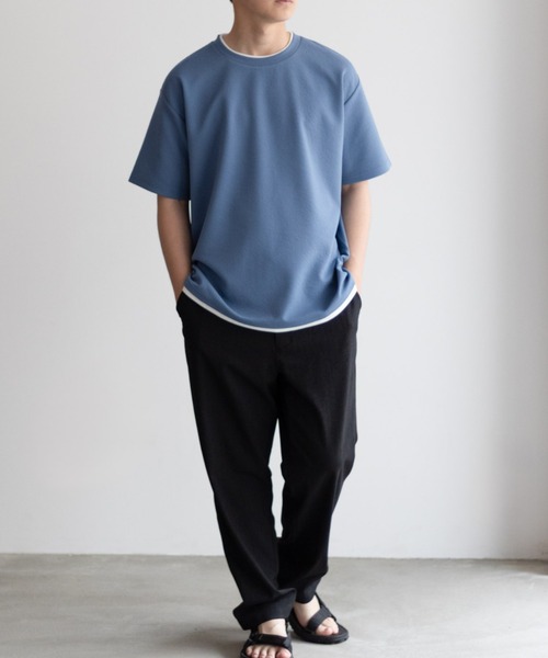 NAVY(ネイビー)の「NAVY【接触冷感】フェイクレイヤードTシャツ(Tシャツ/カットソー・メンズ・カーキ/ネイビー/ブルー/チャコールグレー/ベージュ・S/M/L/XL)」の22枚目の写真